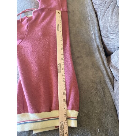 80s Vtg Track & Court Womens Retro Hooded Zip-Up Jacket Acrylic Knit Pink Size S - Picture 4 of 12